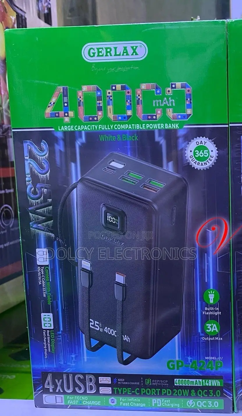 Gerlax 40,000mah 22.5w Fast Charging.