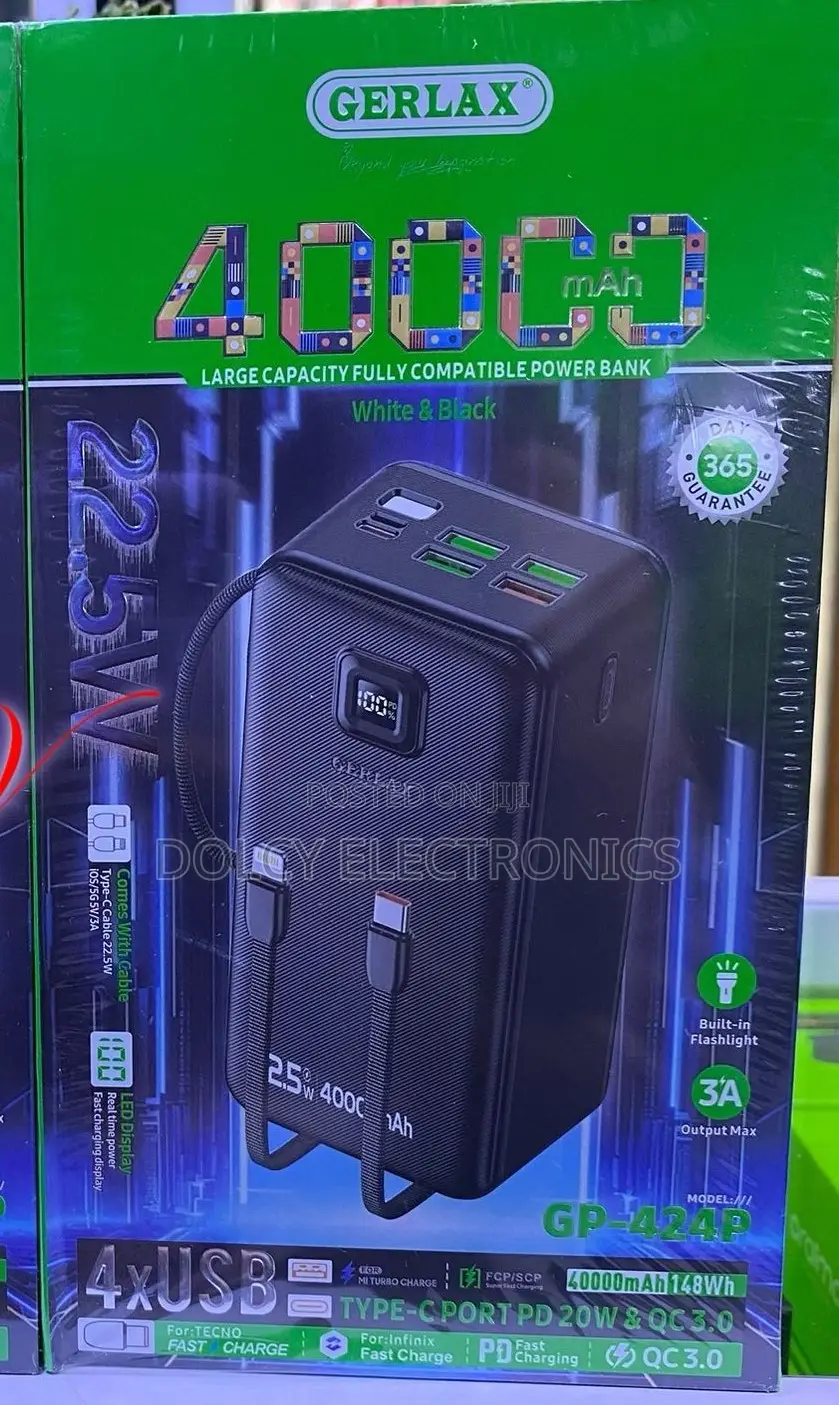 Gerlax 40,000mah 22.5w Fast Charging.