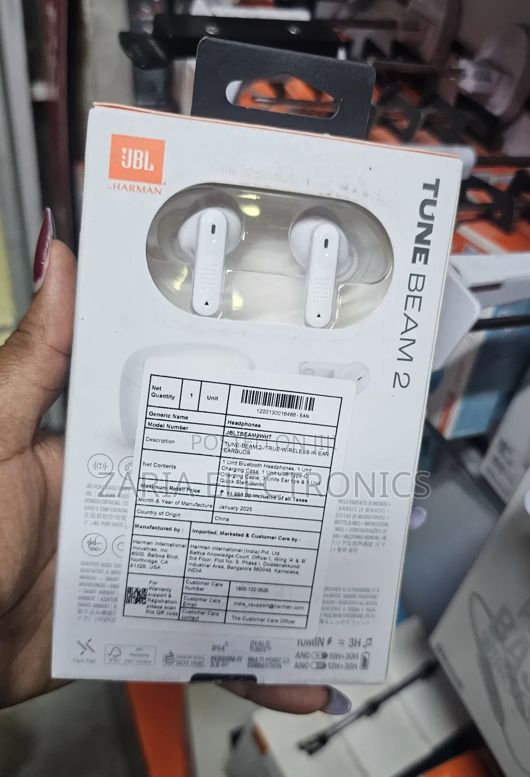 Jbl Tune Beam 2 Wireless Earbuds,Active Noise Cancelation