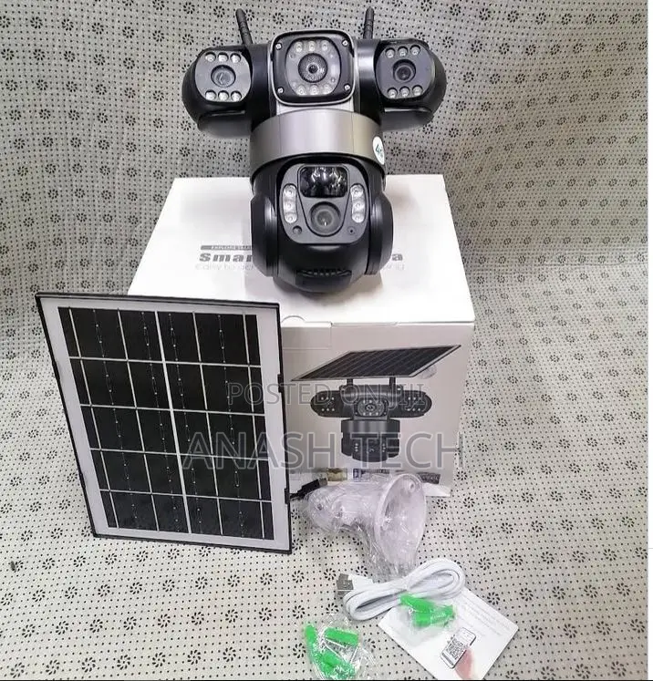 Solar Powered 4g With Sim Card and Mem Card Tripple Lense Camera CCTV