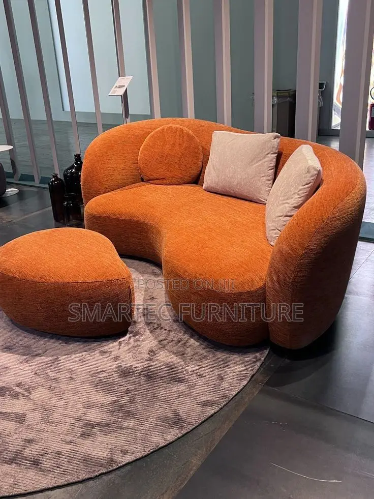 Sophisticated 3 Seater Modern Couch + Puff