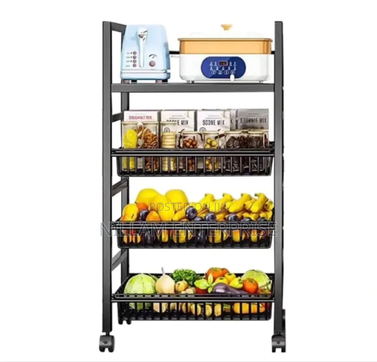 Heavy Metallic Vegetable Rack With Movable Wheels