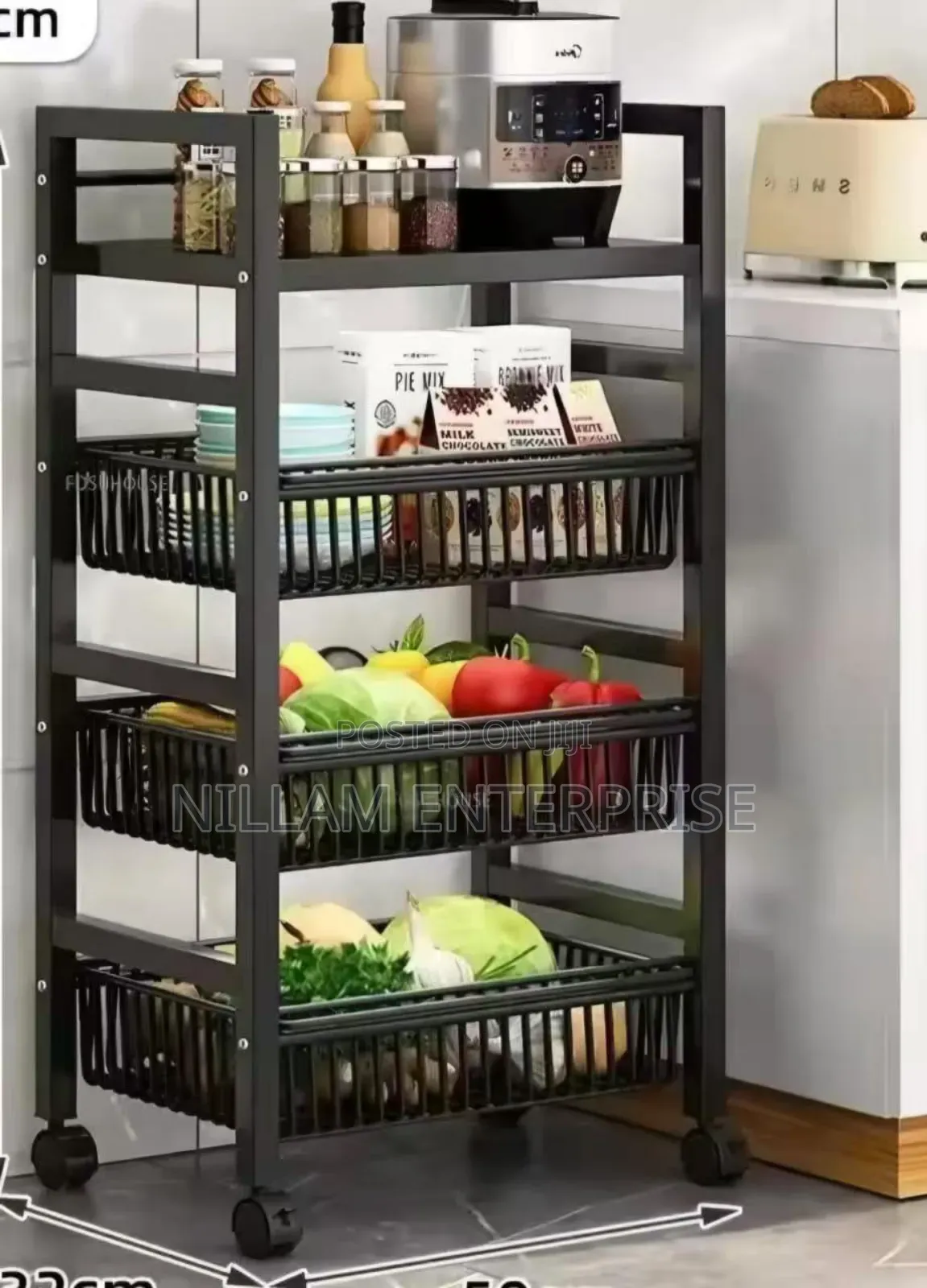 Heavy Metallic Vegetable Rack With Movable Wheels