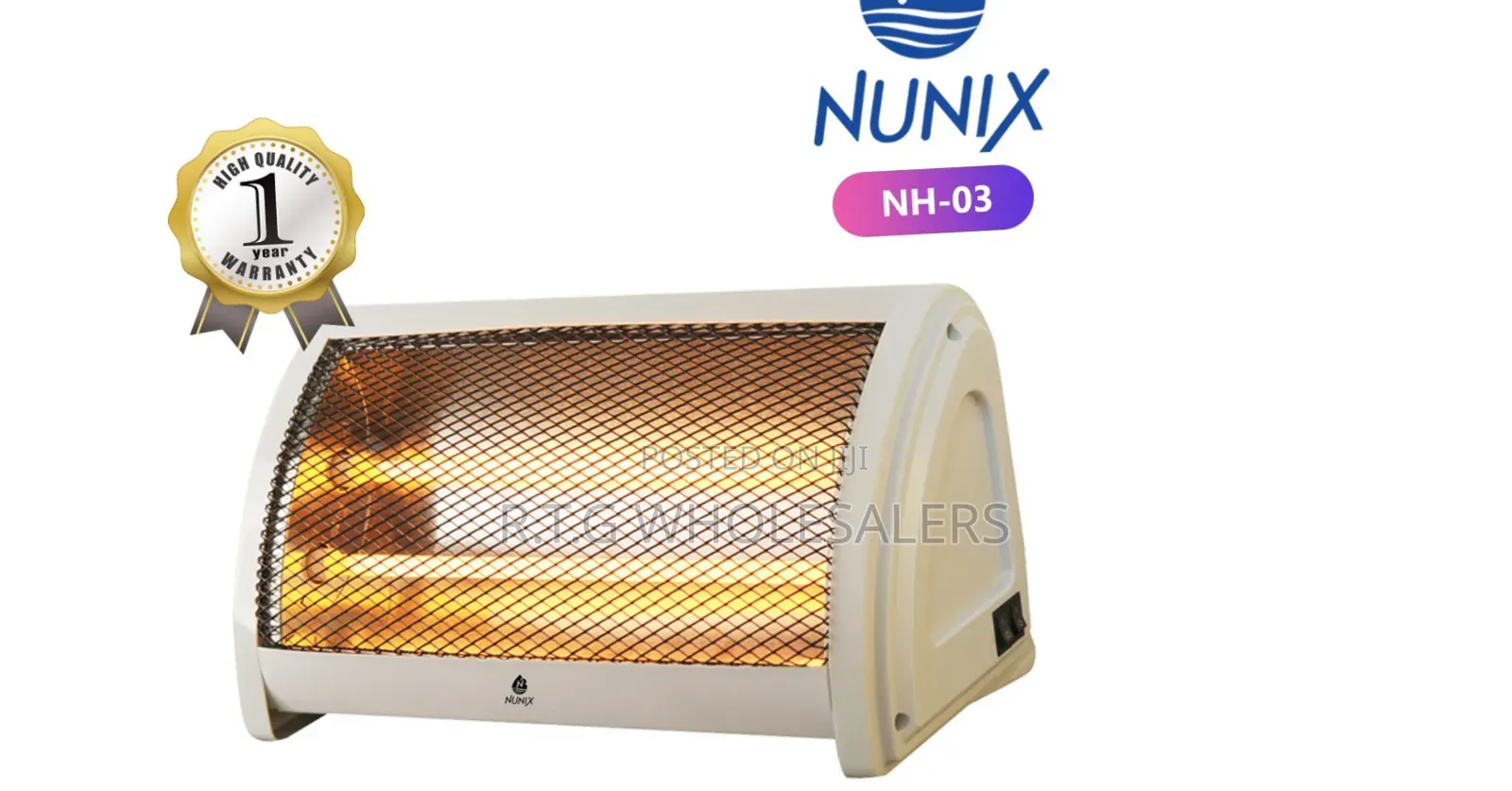 Nunix Electric Portable Quartz Room Heater – Adjustable Heat Control