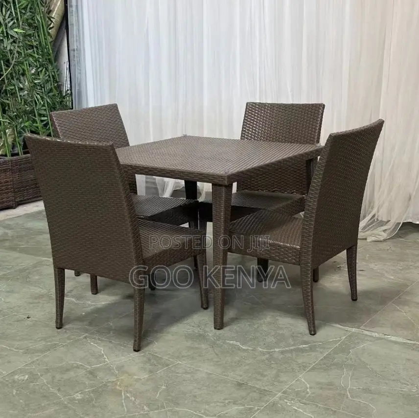 Home Dining Set; Modern Rattan 4 Seater Dining For Outdoor Relaxation