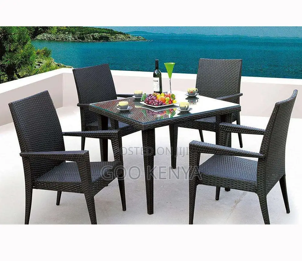Home Dining Set; Modern Rattan 4 Seater Dining For Outdoor Relaxation