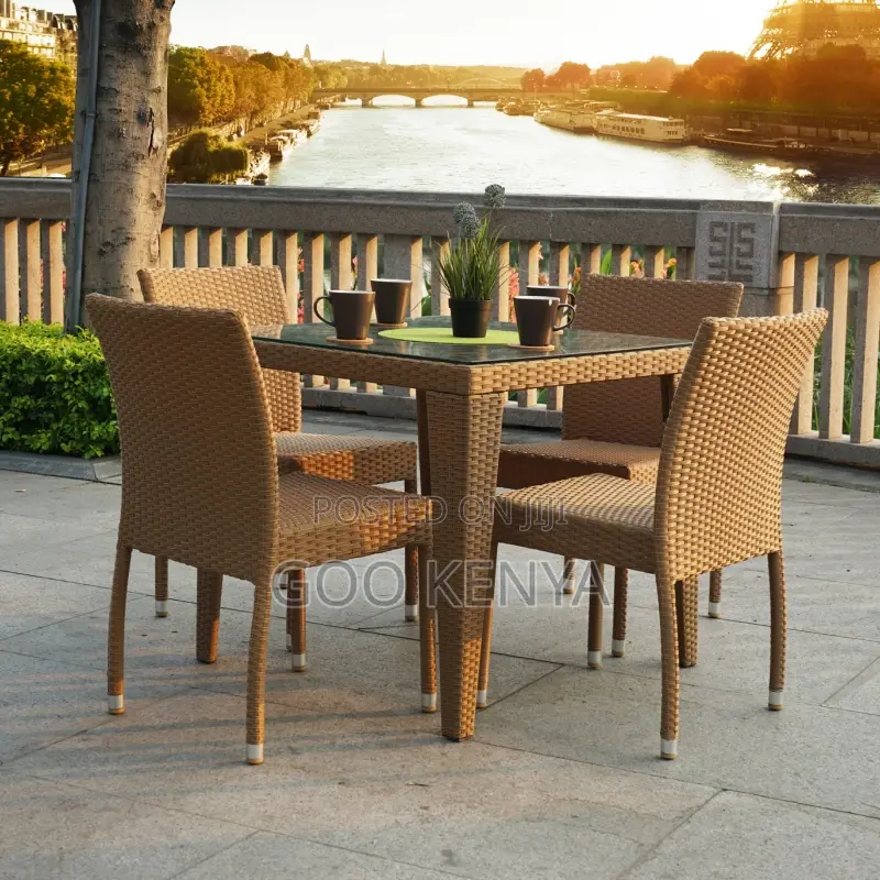 Home Dining Set; Modern Rattan 4 Seater Dining For Outdoor Relaxation