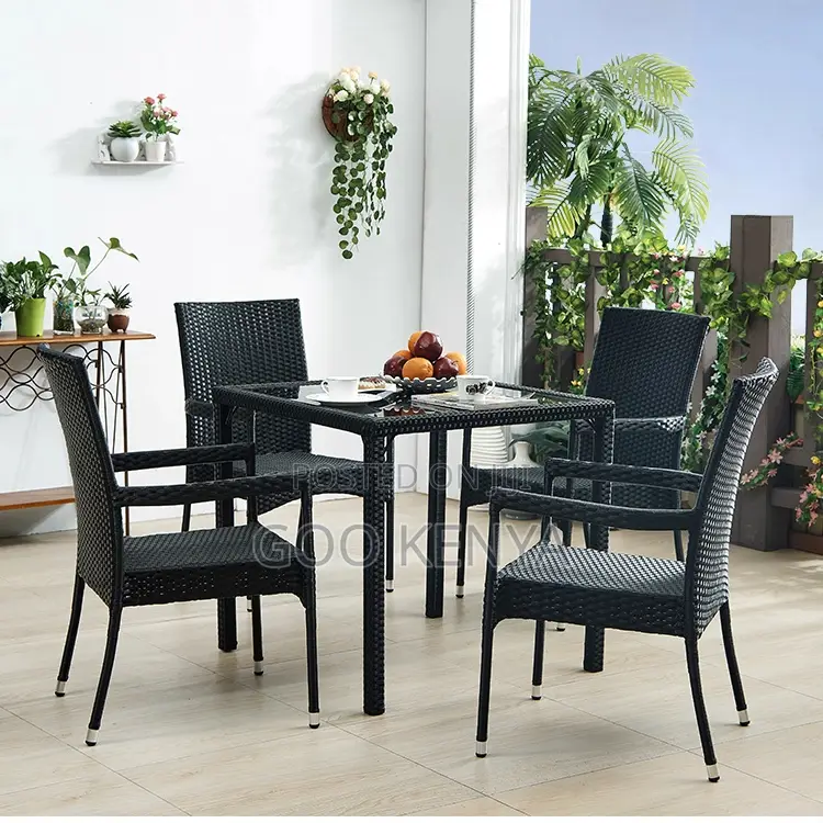 Home Dining Set; Modern Rattan 4 Seater Dining For Outdoor Relaxation