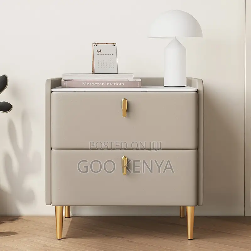 Home Cabinet; Classic Wood Bedside Cabinet With Two Functional Drawers