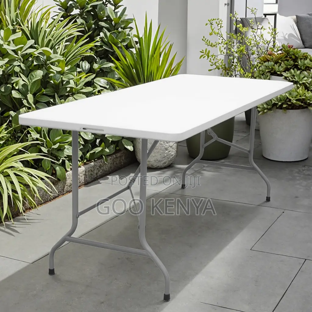 Home Table; White Foldable Patio Dining Table For Outdoor Gatherings