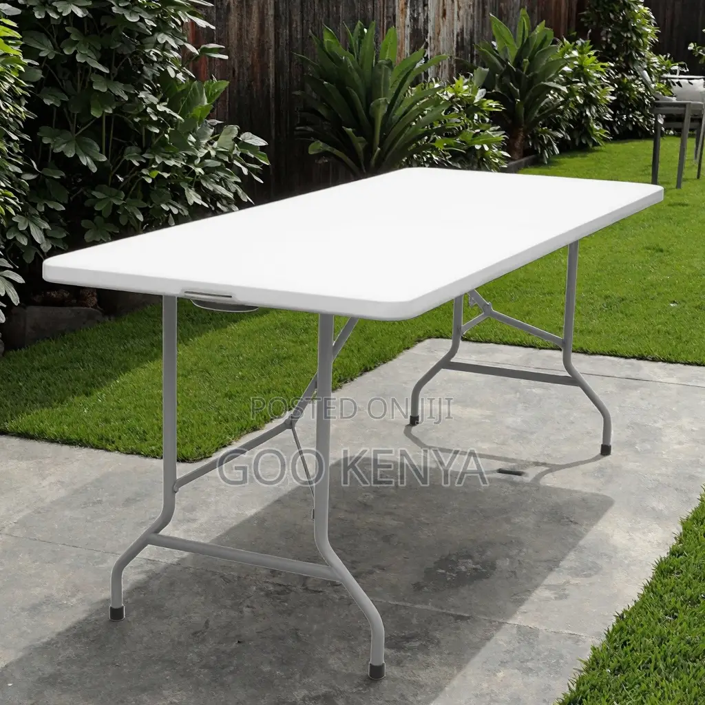Home Table; White Foldable Patio Dining Table For Outdoor Gatherings
