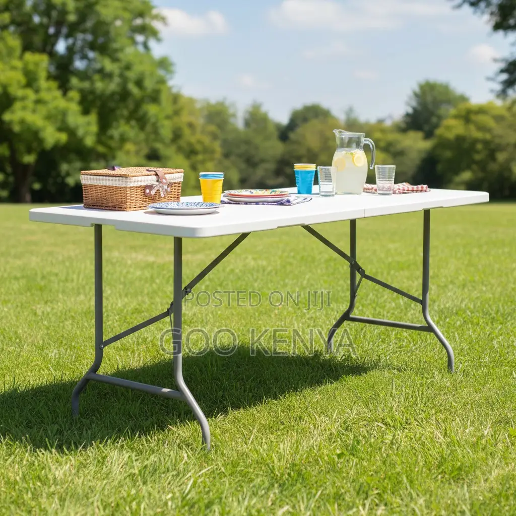 Home Table; White Foldable Patio Dining Table For Outdoor Gatherings