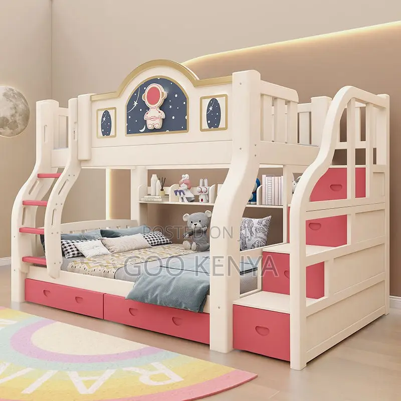 Home Bed; Space-saving Wooden Twin Bunk Bed For Children’S Rooms