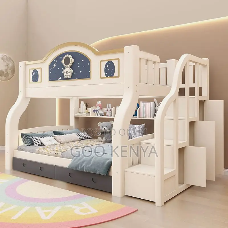 Home Bed; Space-saving Wooden Twin Bunk Bed For Children’S Rooms