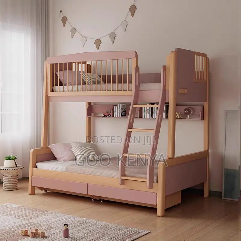 Home Bed; Space-saving Wooden Twin Bunk Bed For Children’S Rooms