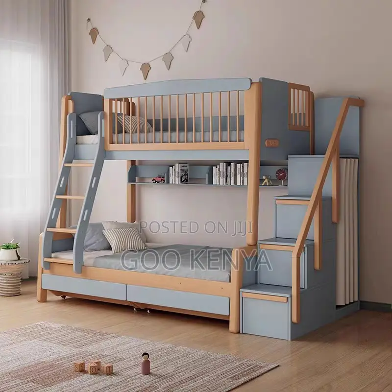 Home Bed; Space-saving Wooden Twin Bunk Bed For Children’S Rooms