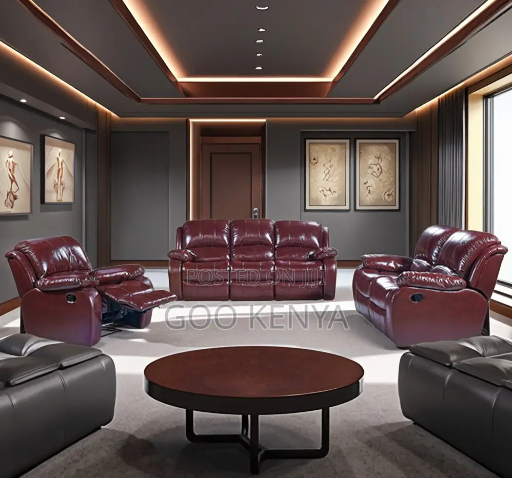 Home Sofa;Elegant 5-seat Reclining Leather Sofa For Home Entertainment