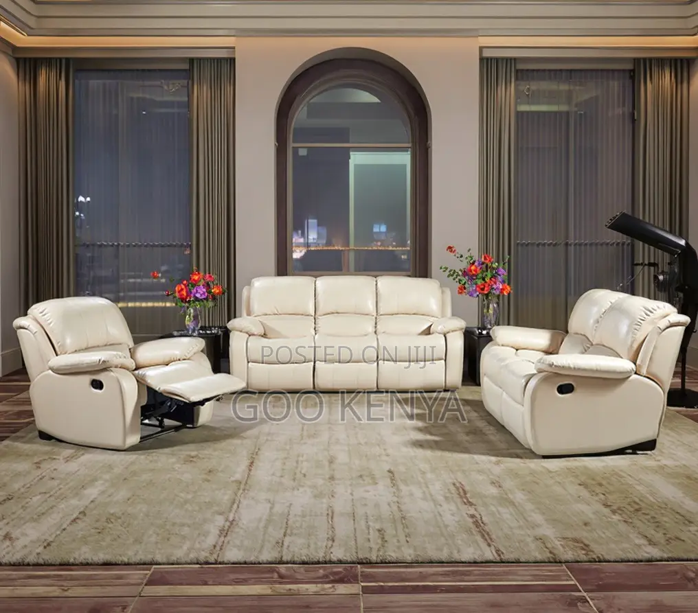 Home Sofa;Elegant 5-seat Reclining Leather Sofa For Home Entertainment