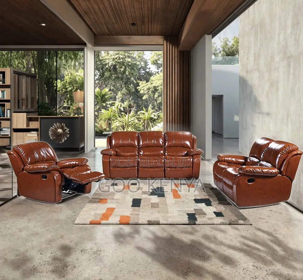 Home Sofa;Elegant 5-seat Reclining Leather Sofa For Home Entertainment