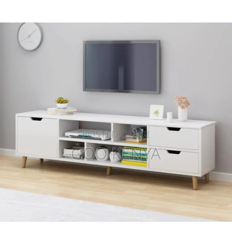 Home Tv Console; Adjustable Wooden Tv Stand With Shelves And Drawers