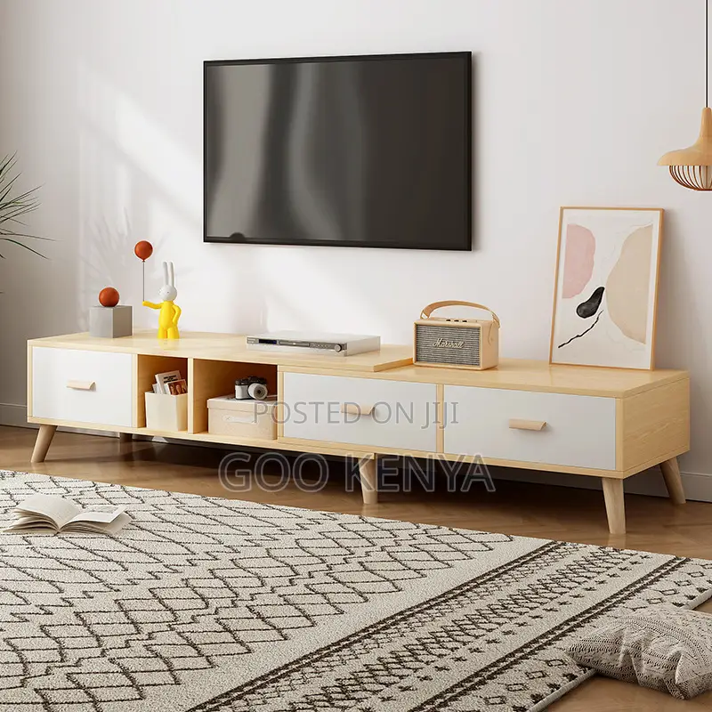 Home Tv Console; Adjustable Wooden Tv Stand With Shelves And Drawers