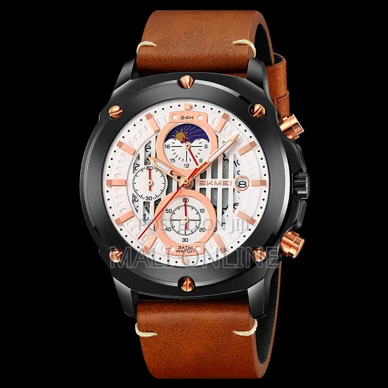 Skmei Gents Watch 9351 Chronograph Leather Strap Men’S Wristwatch