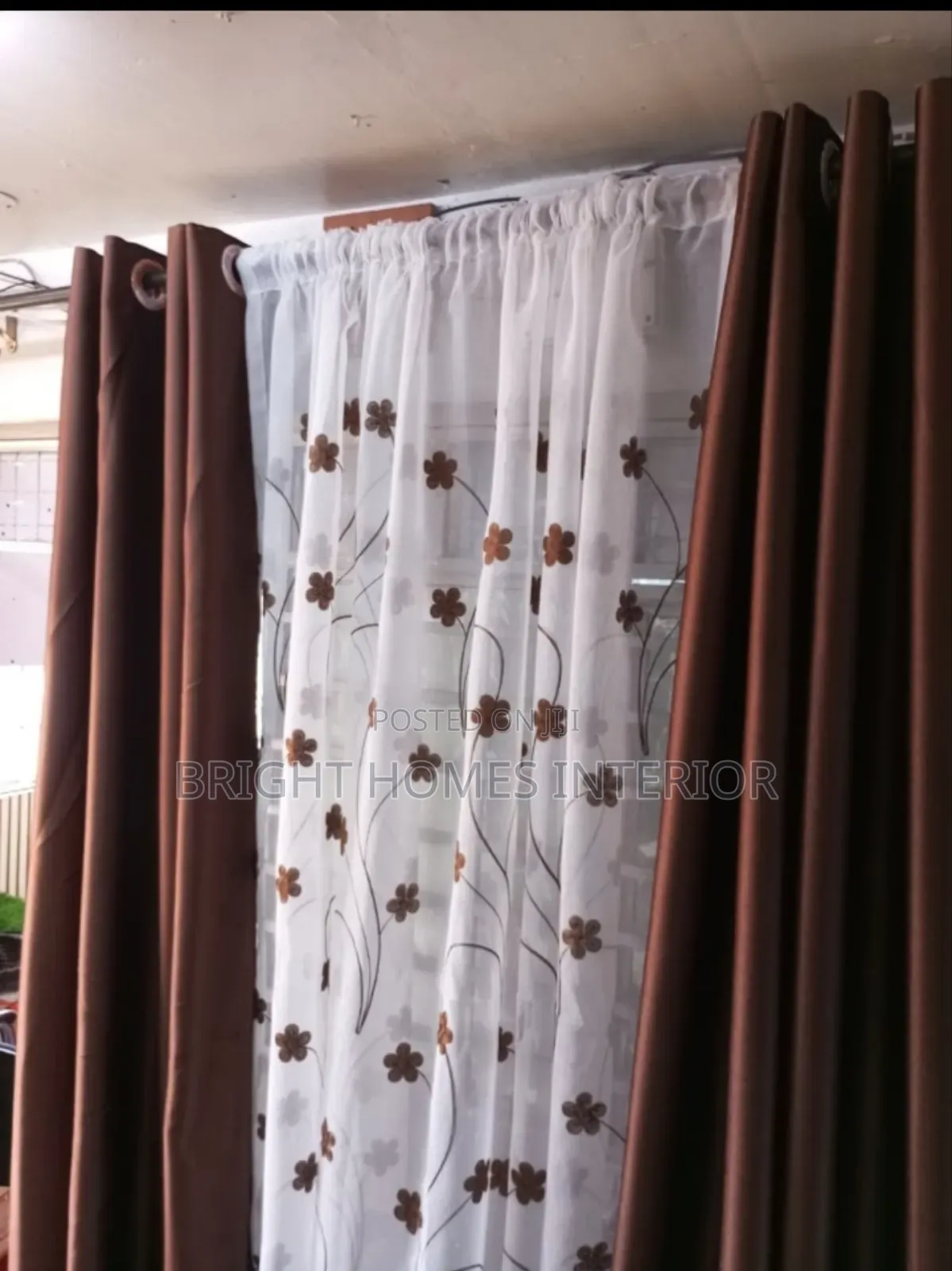 Dark Chocolate Curtain and Matching Sheer