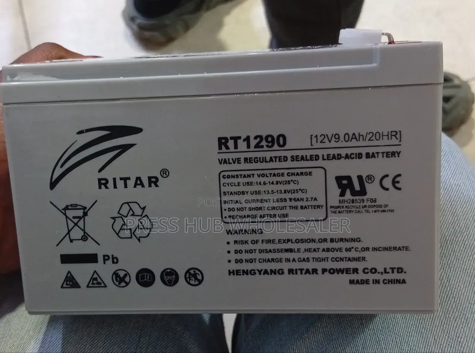 Ritar Rt1290 Valve Regulated Sealed Lead-Acid Battery.* 