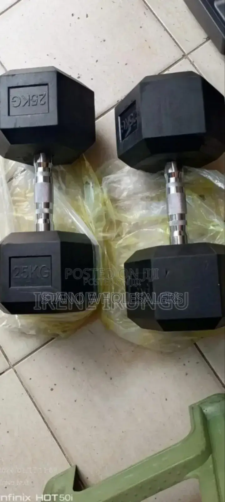 Gym Black Exactly 25kgs Hexagonal Dumbells