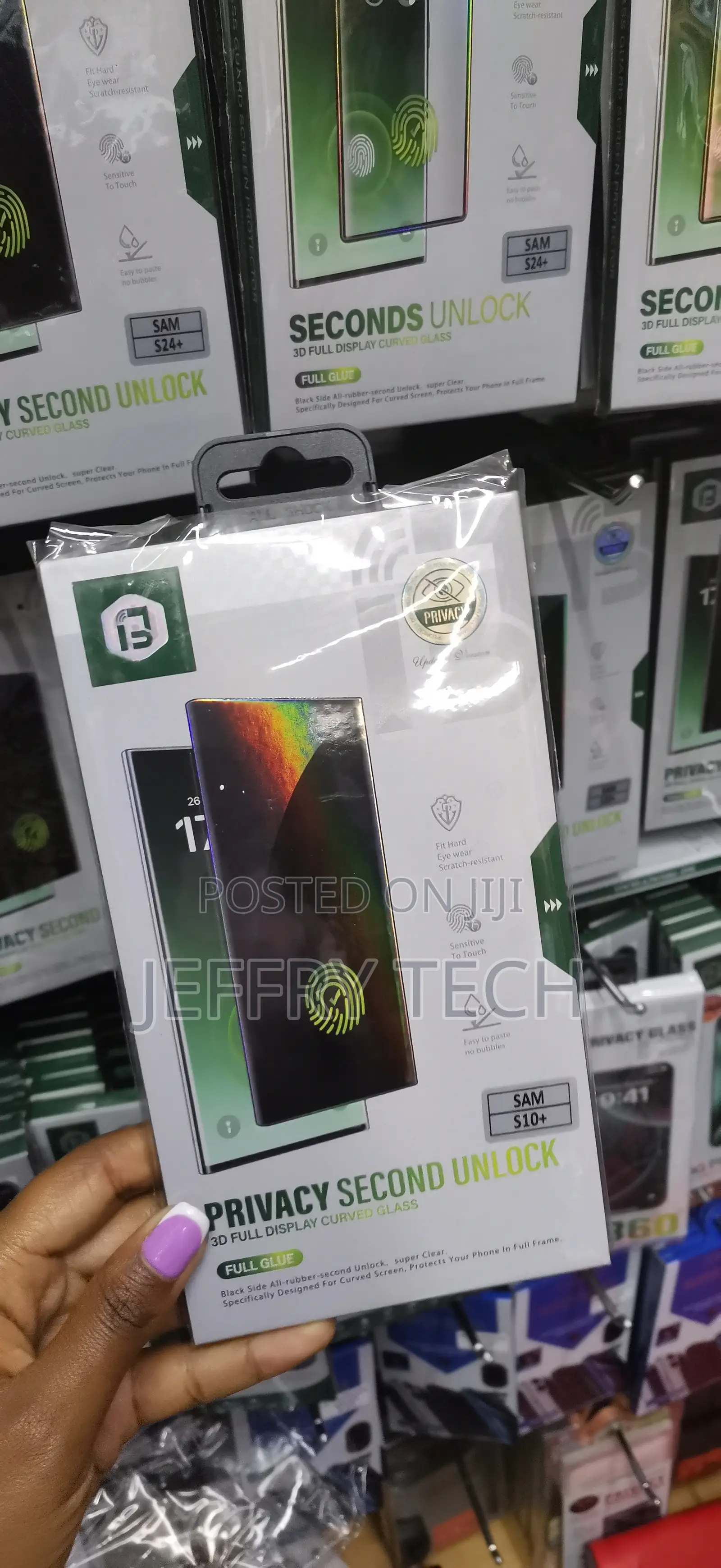 Surbid Privacy Tempered Glass Screen Protector for Samsung Galaxy S10+