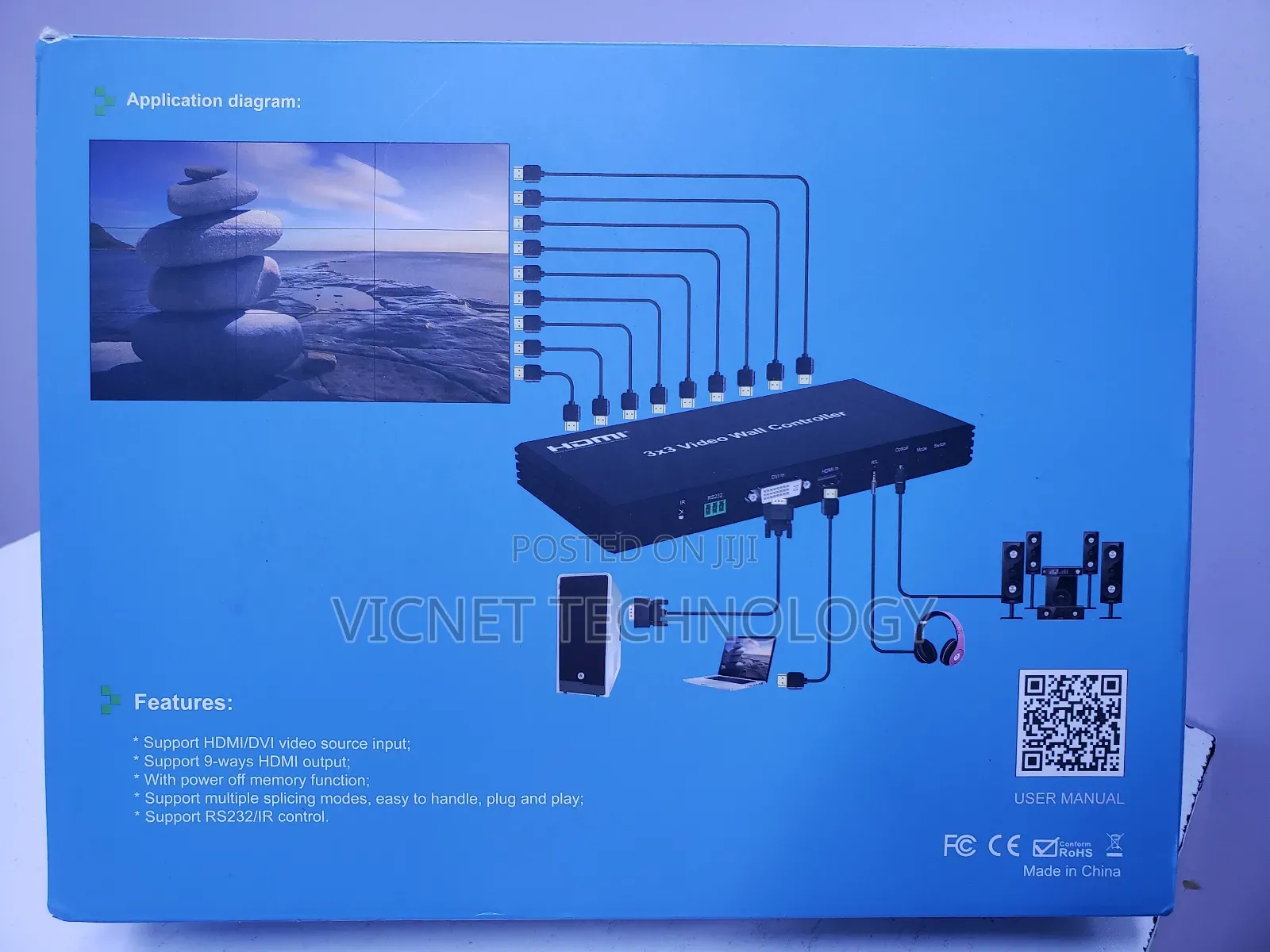 9 Tv Screens 3×3 Hdmi Video Wall Controller