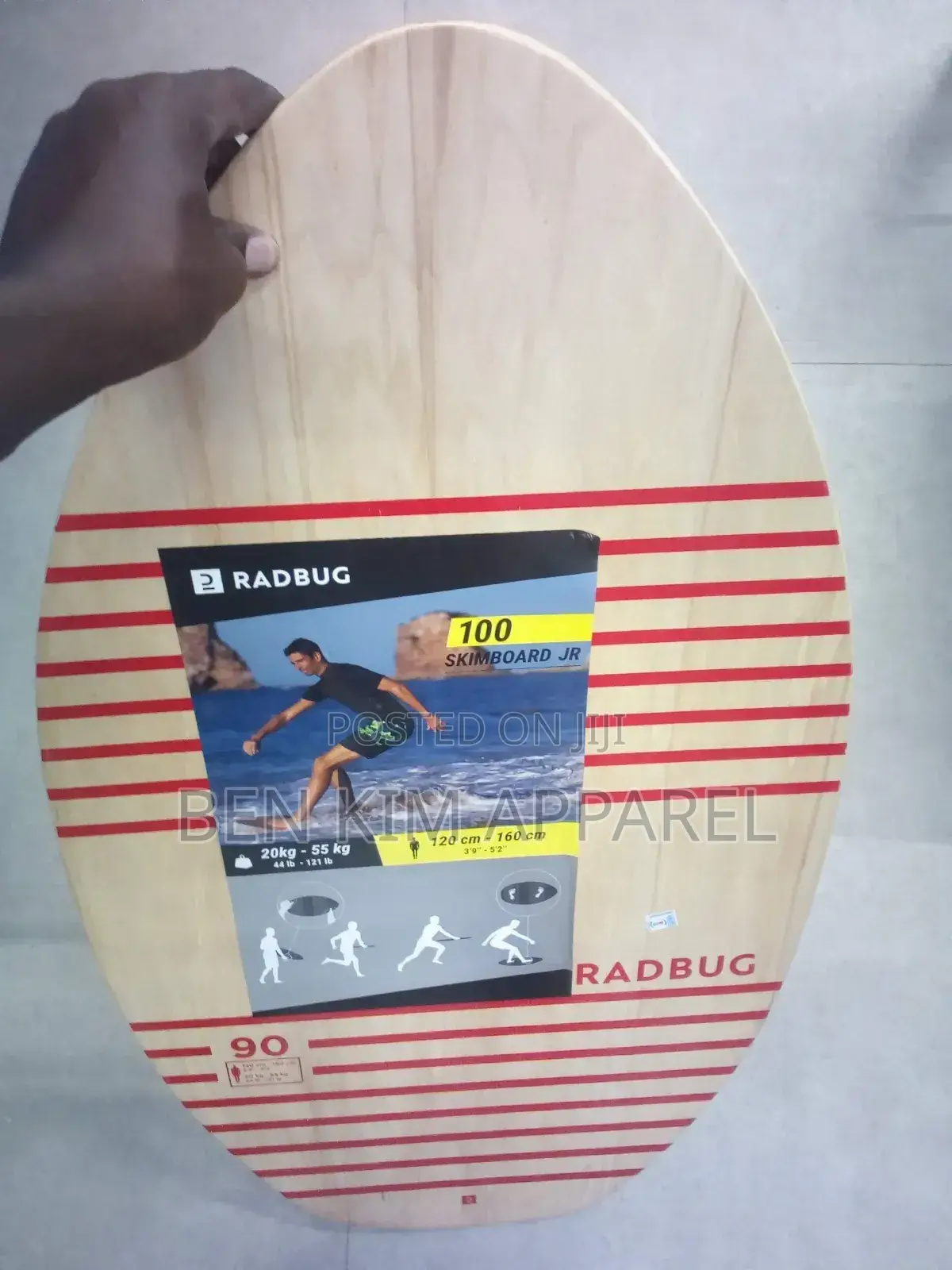 2kgs Kids Surf Wooden Board 90cms by 50cms for Users 20kgs to 55kgs