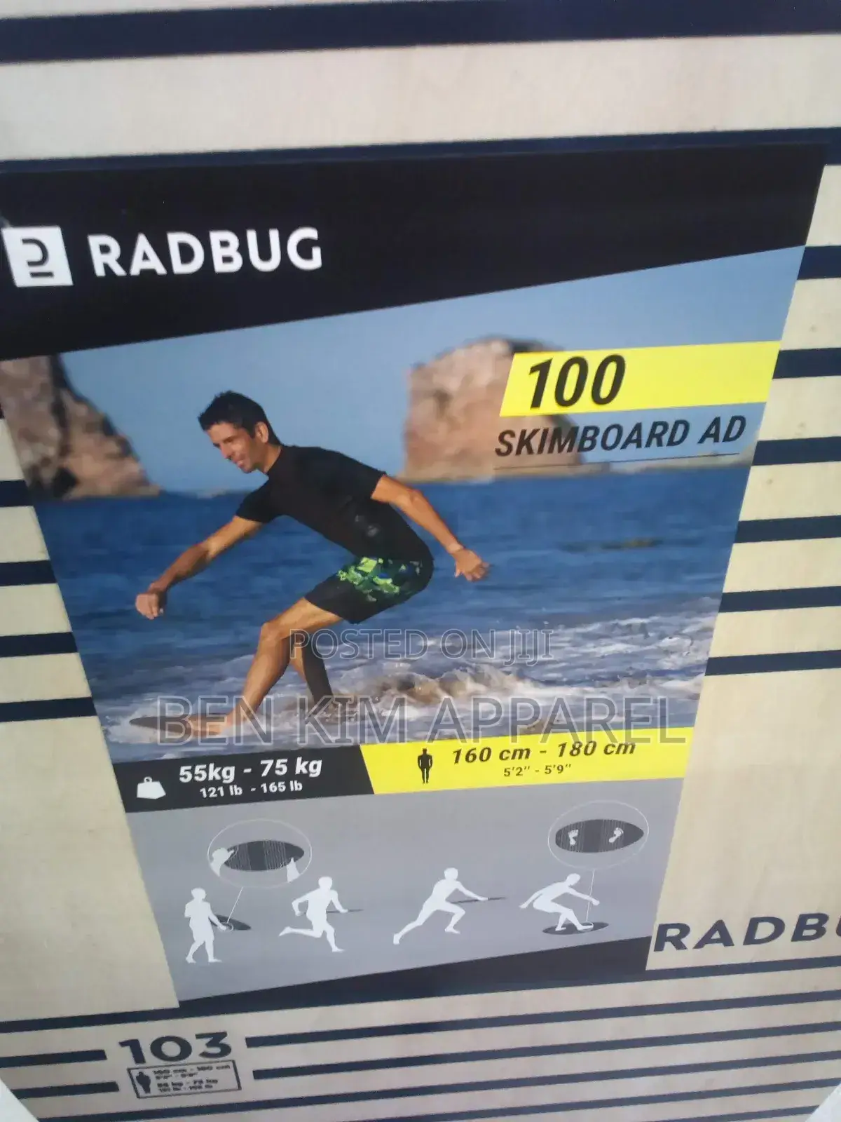 Water Gliding Varnished Wood Surf Board Teens and Adults 75kgs Max.