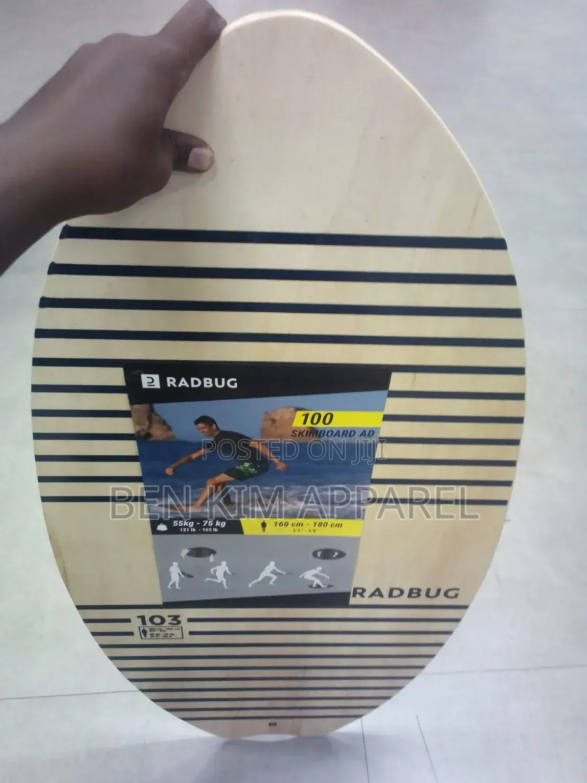 Water Gliding Varnished Wood Surf Board Teens and Adults 75kgs Max.