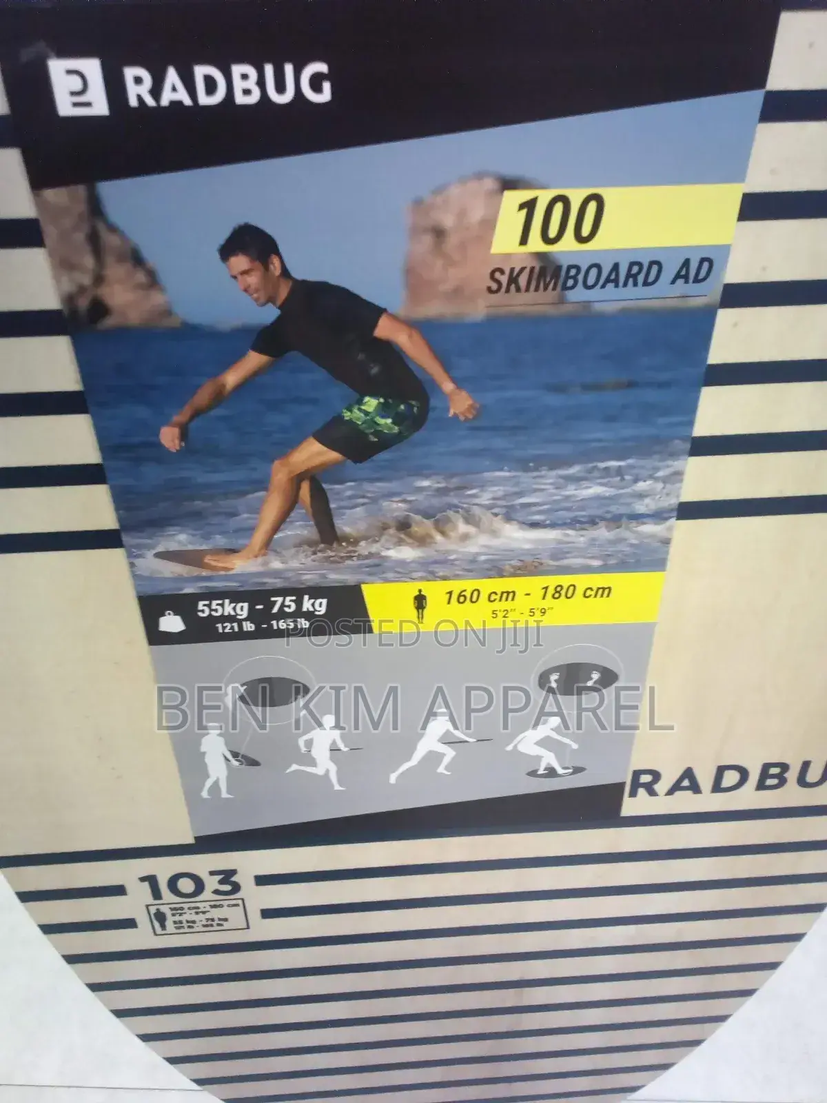 Water Gliding Varnished Wood Surf Board Teens and Adults 75kgs Max.