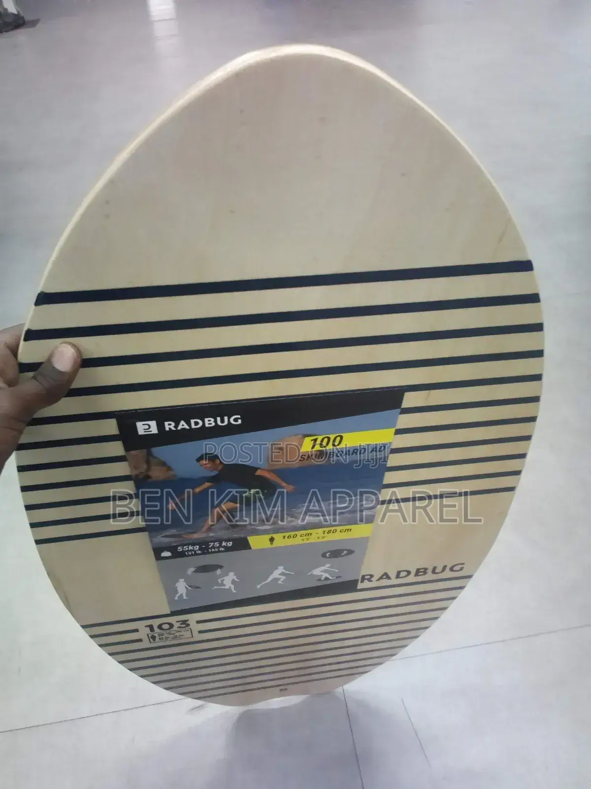 Water Gliding Varnished Wood Surf Board Teens and Adults 75kgs Max.