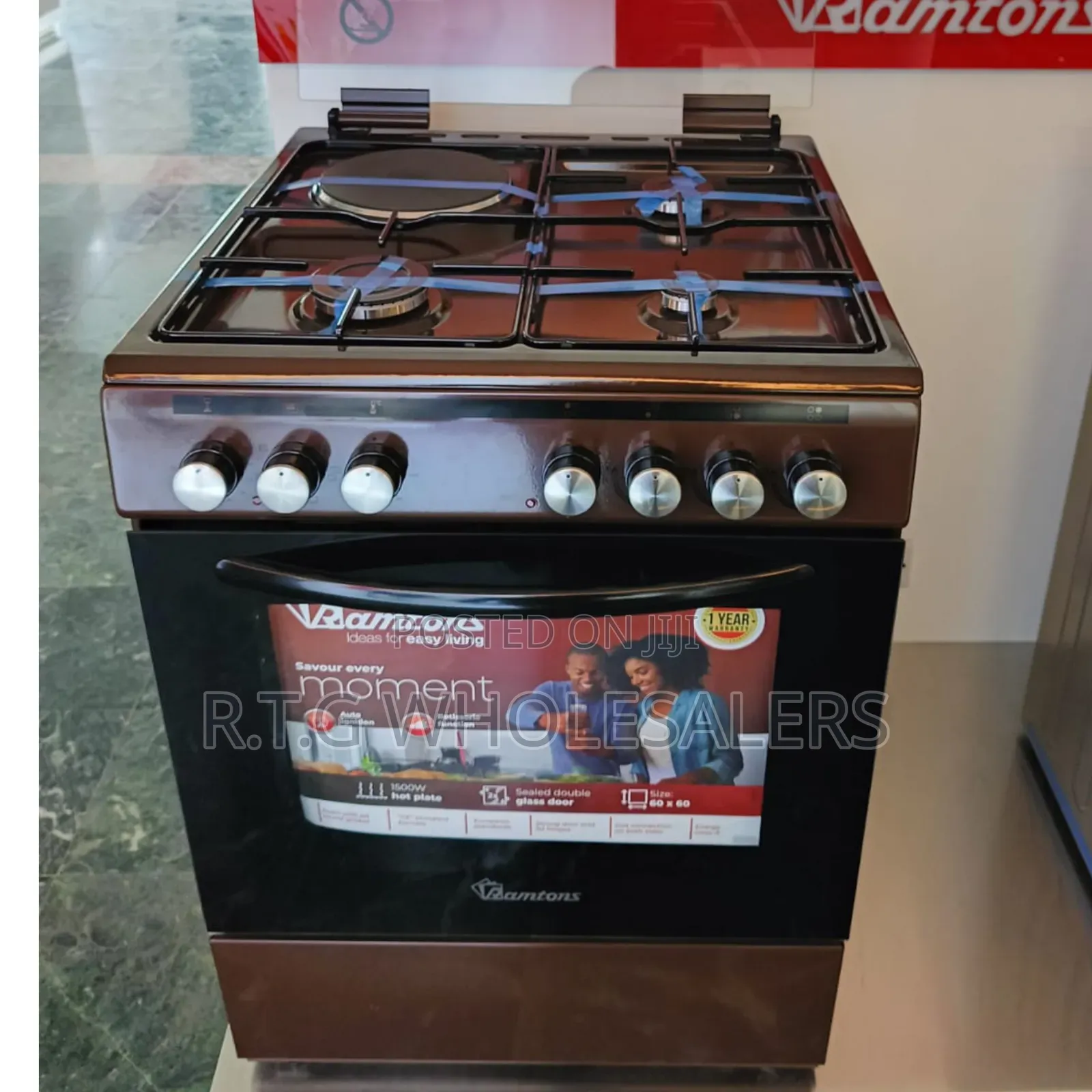Ramtons 60×60 Cm Standing Cooker Rc 605 – 3g+1e Electric Oven