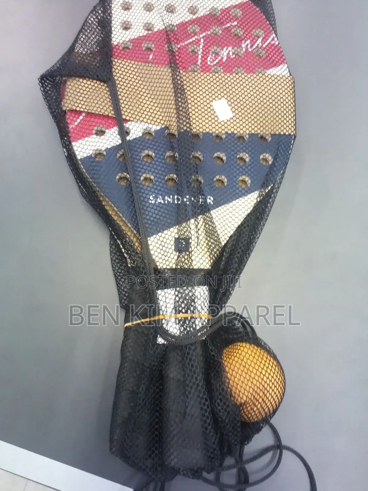 Sand and Beach Tennis Kit 2 Wooden Rackets and Rubber Ball With Bag