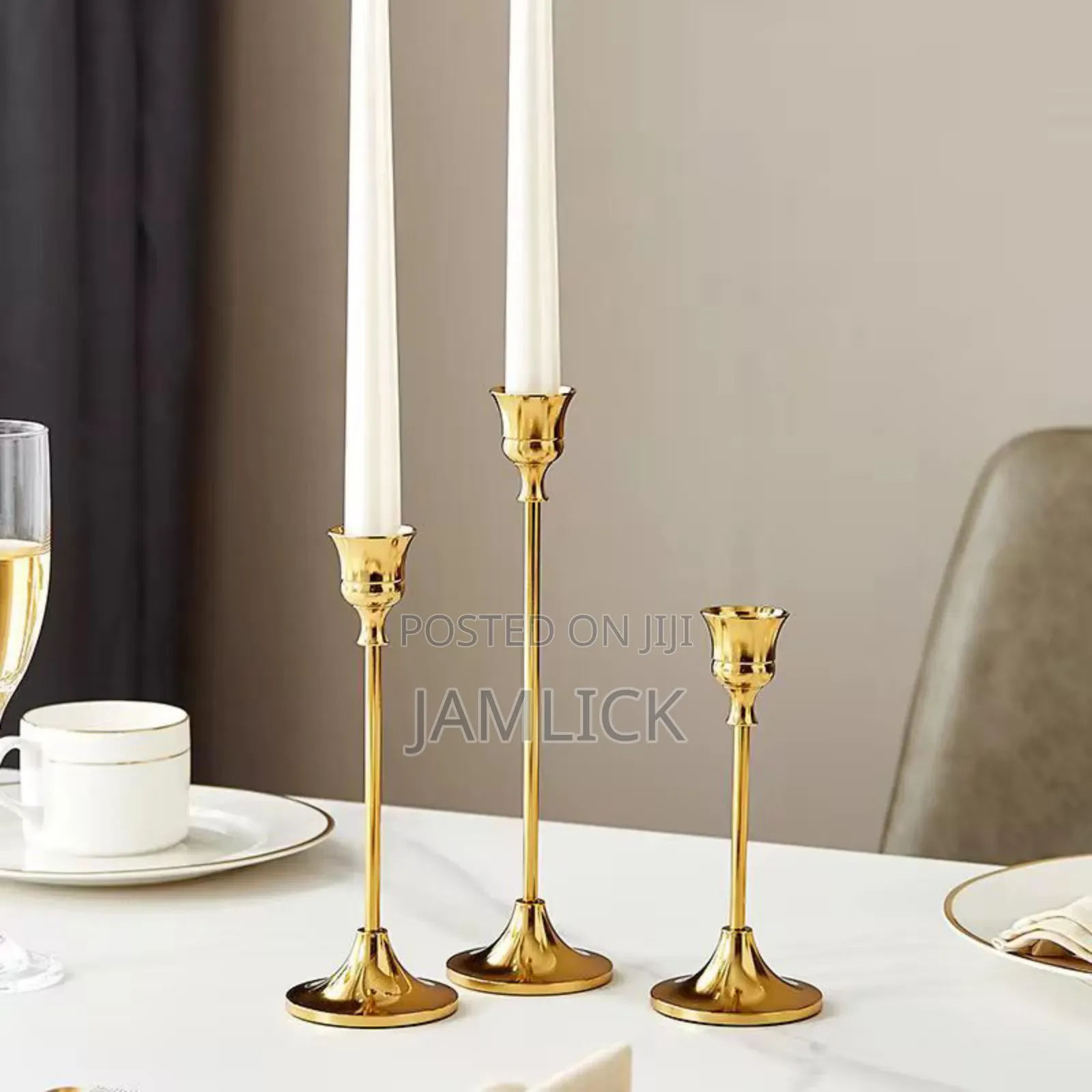 3pcs Candle Holders With Big Base - Ks