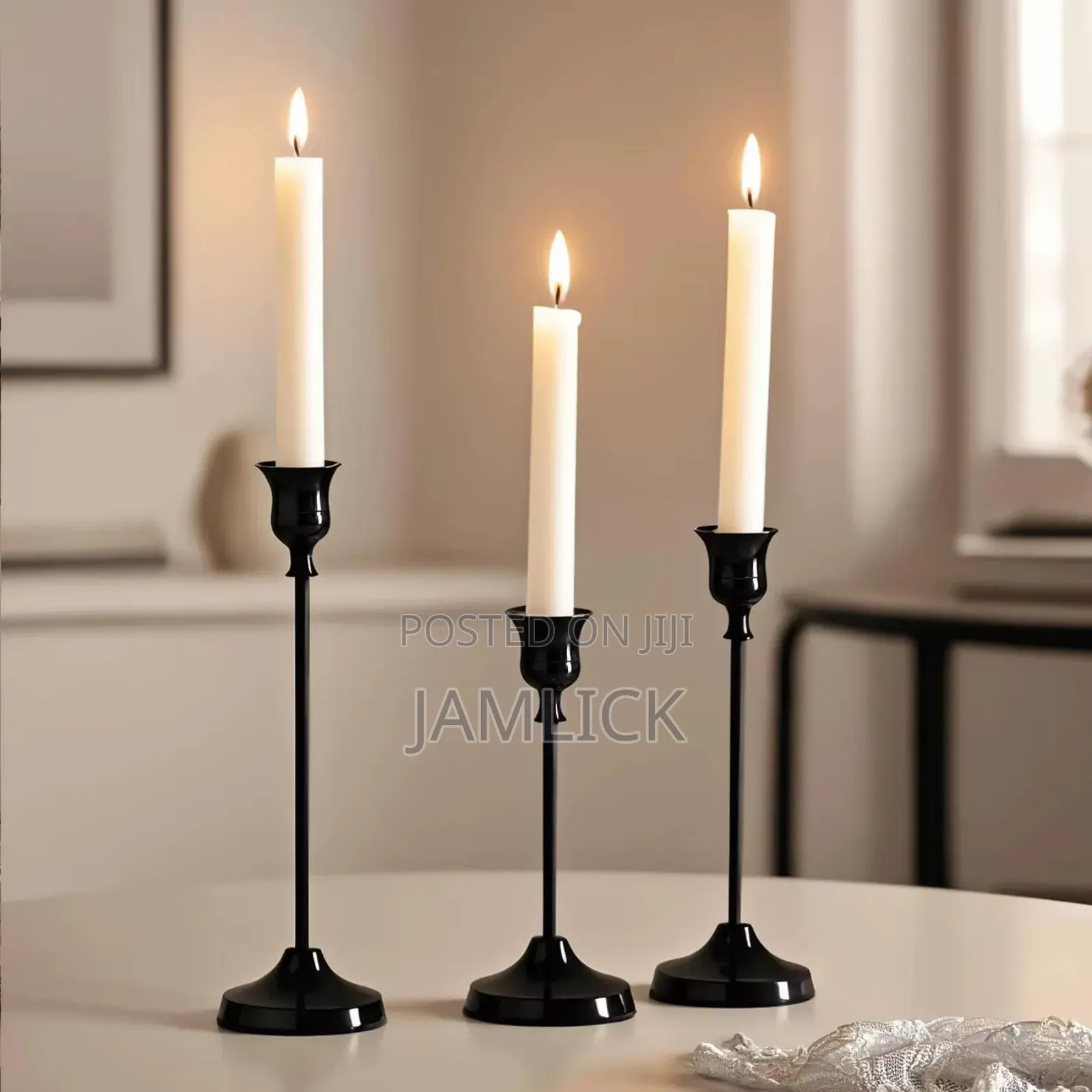 3pcs Candle Holders With Big Base - Ks