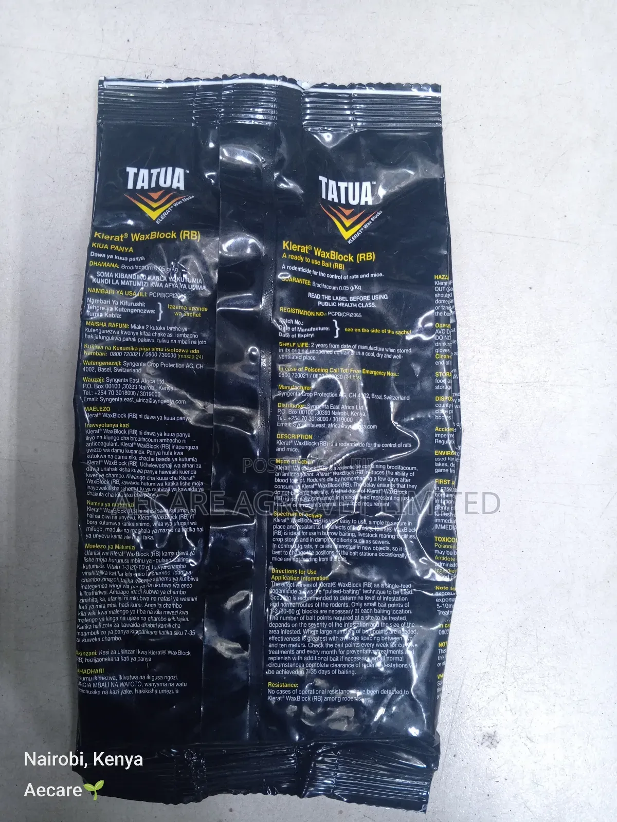 Tatua Klerat Wax Blocks Rat / Mice Poison Rodenticide 100gram 5blocks