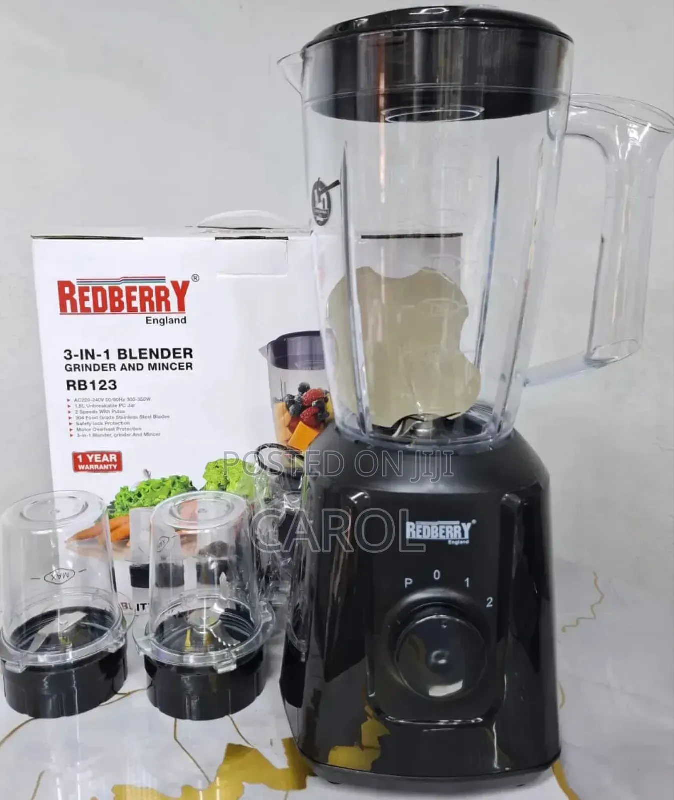 3 in 1 Blender Mincer and Grinder 1.5l Jug With High Speed