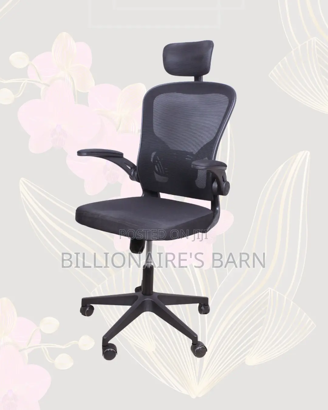 Grey Ergonomic Office Chair • Flip-Up Arms Convenience