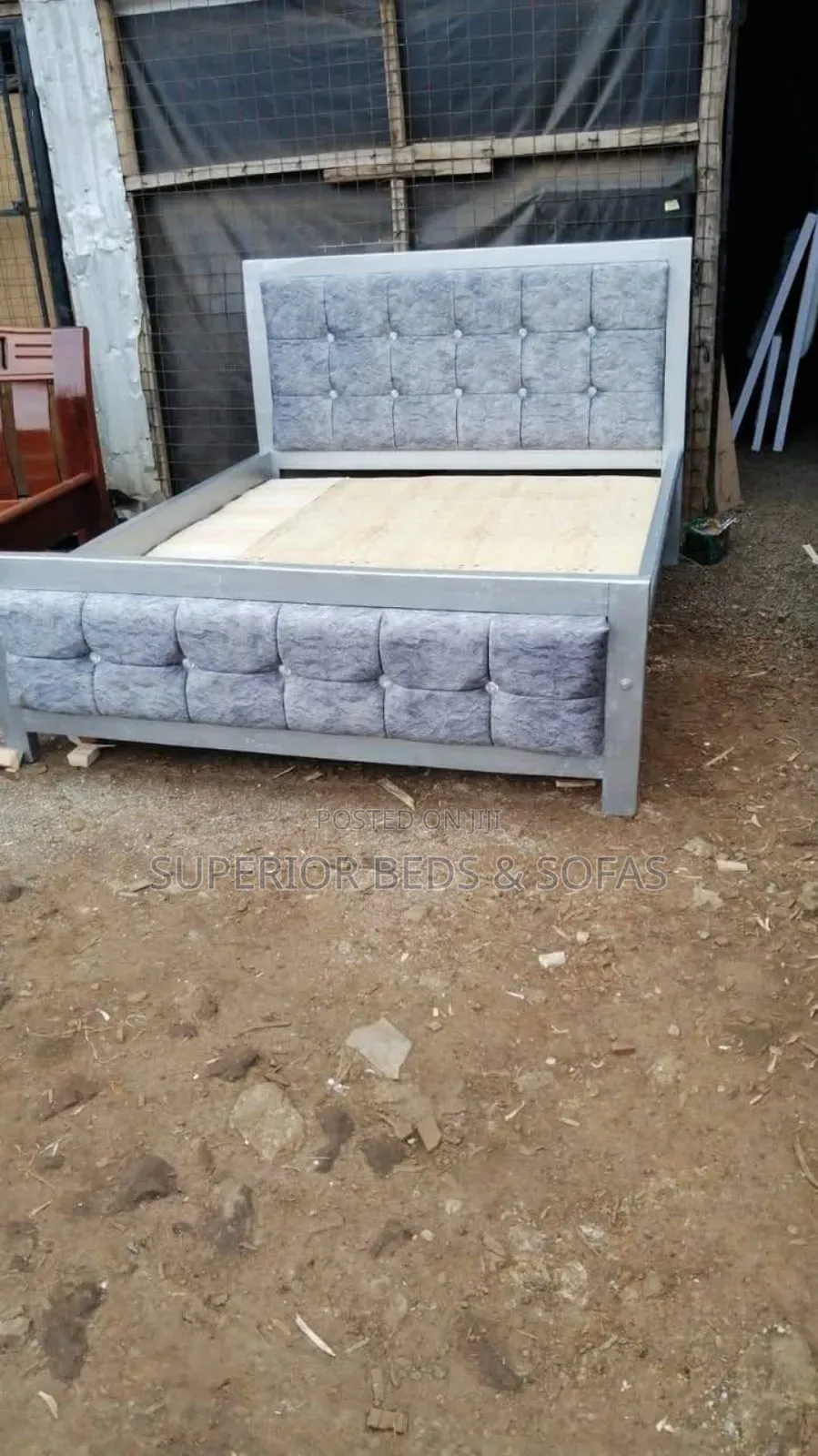 Grey Upholstered Bed