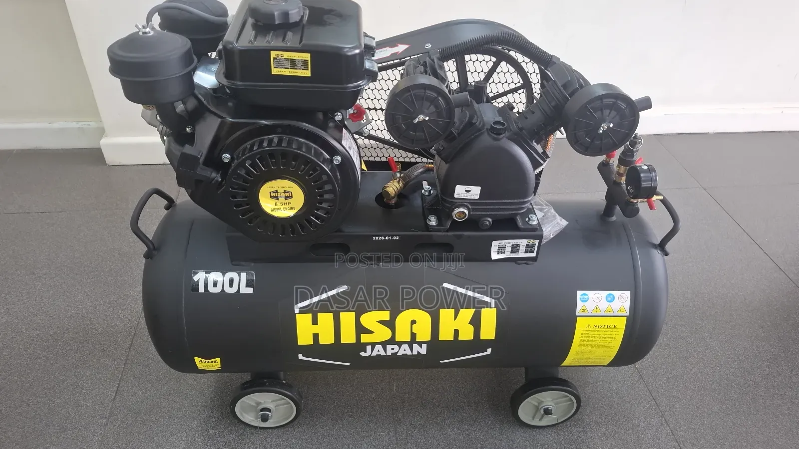 Hisaki Japan 100l Diesel-Driven Air Compressor