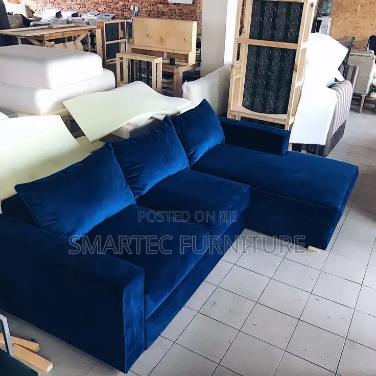 Blue Rustic 6 Seater L Sofa