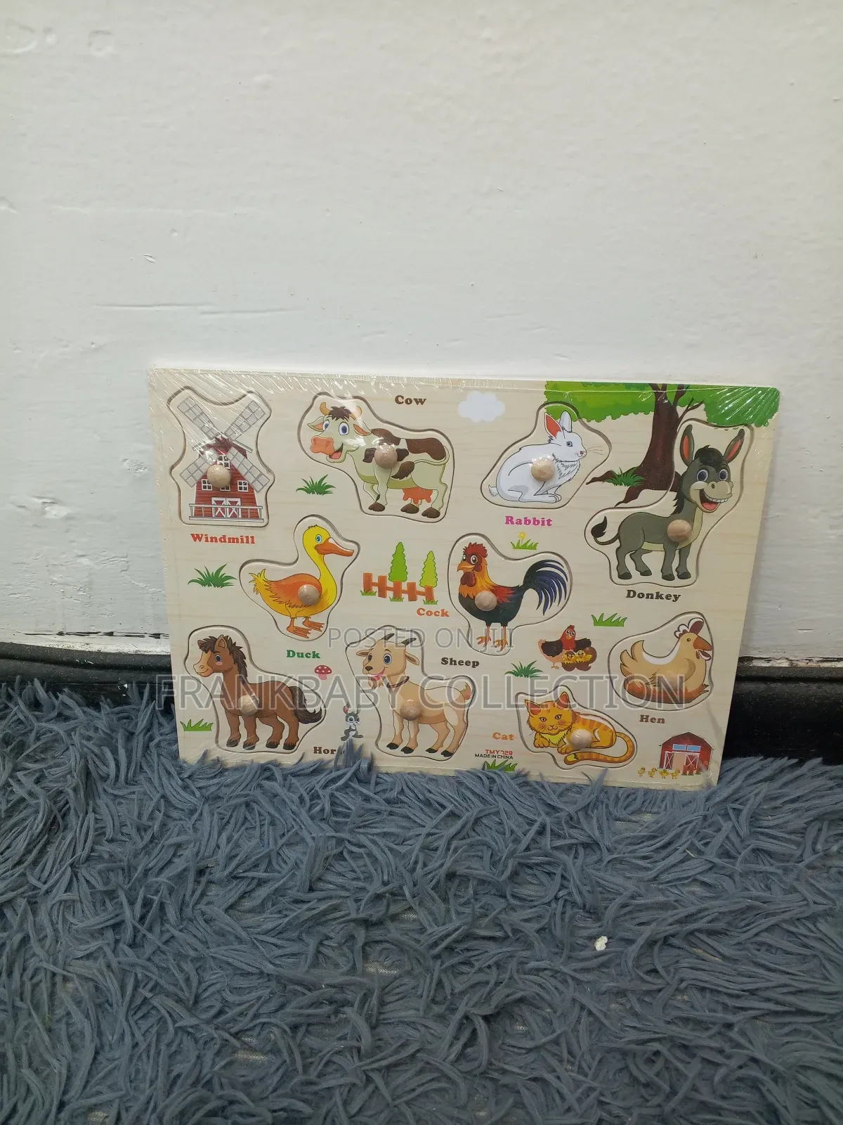 Wooden Farm Animals Peg Puzzle Board