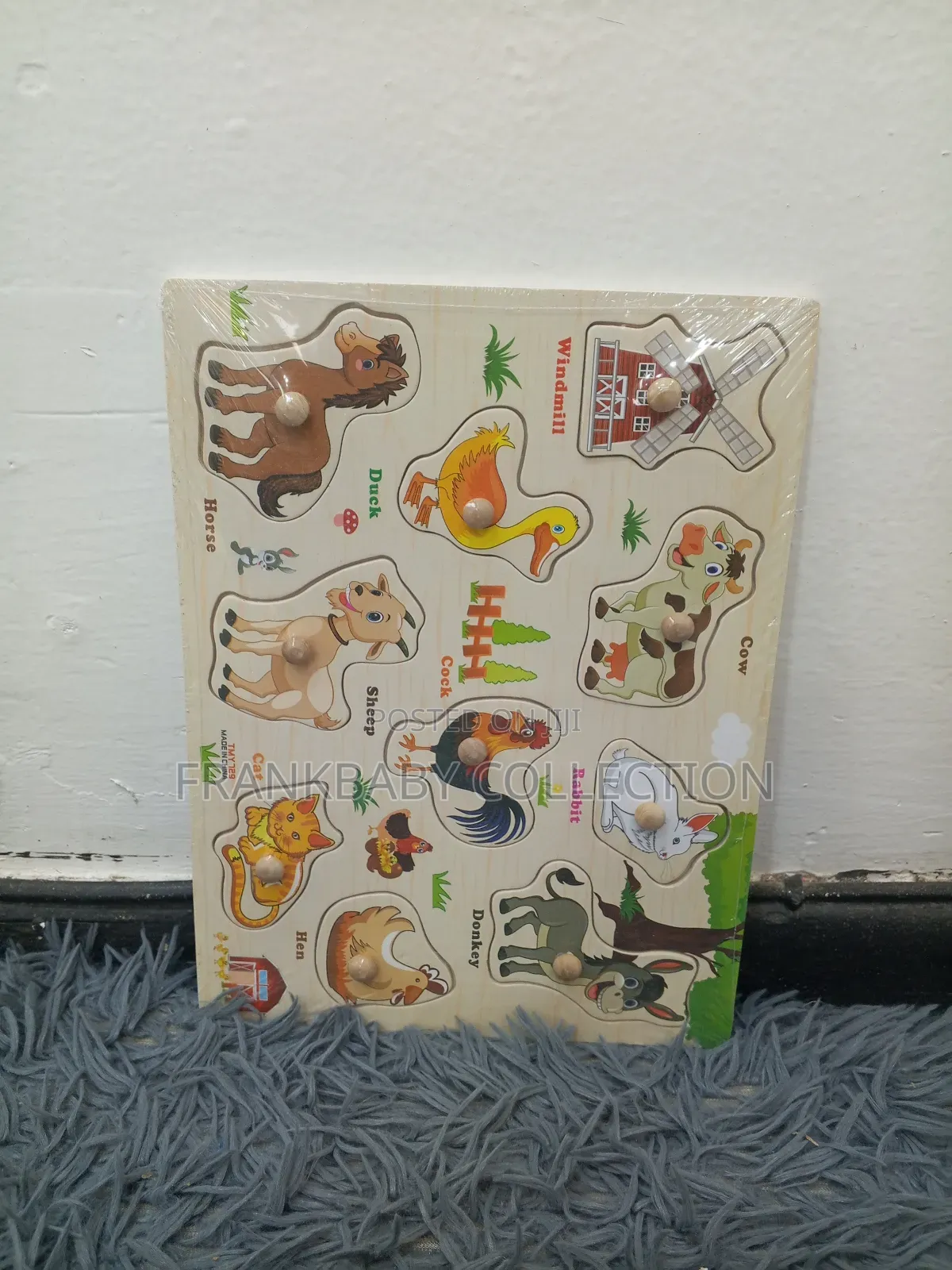 Wooden Farm Animals Peg Puzzle Board
