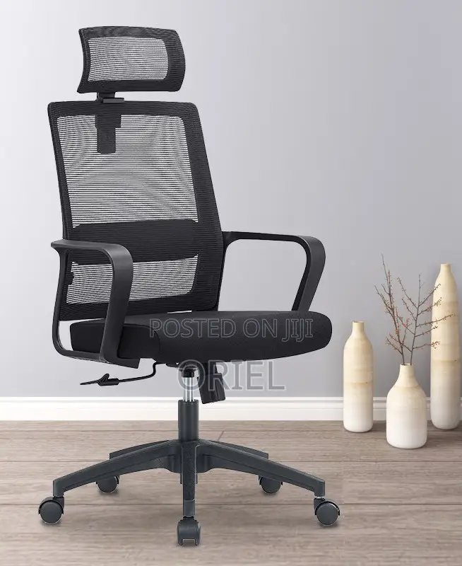 Office Chair : Fabric Ergonomic Office Chair With Adjustable Headrest