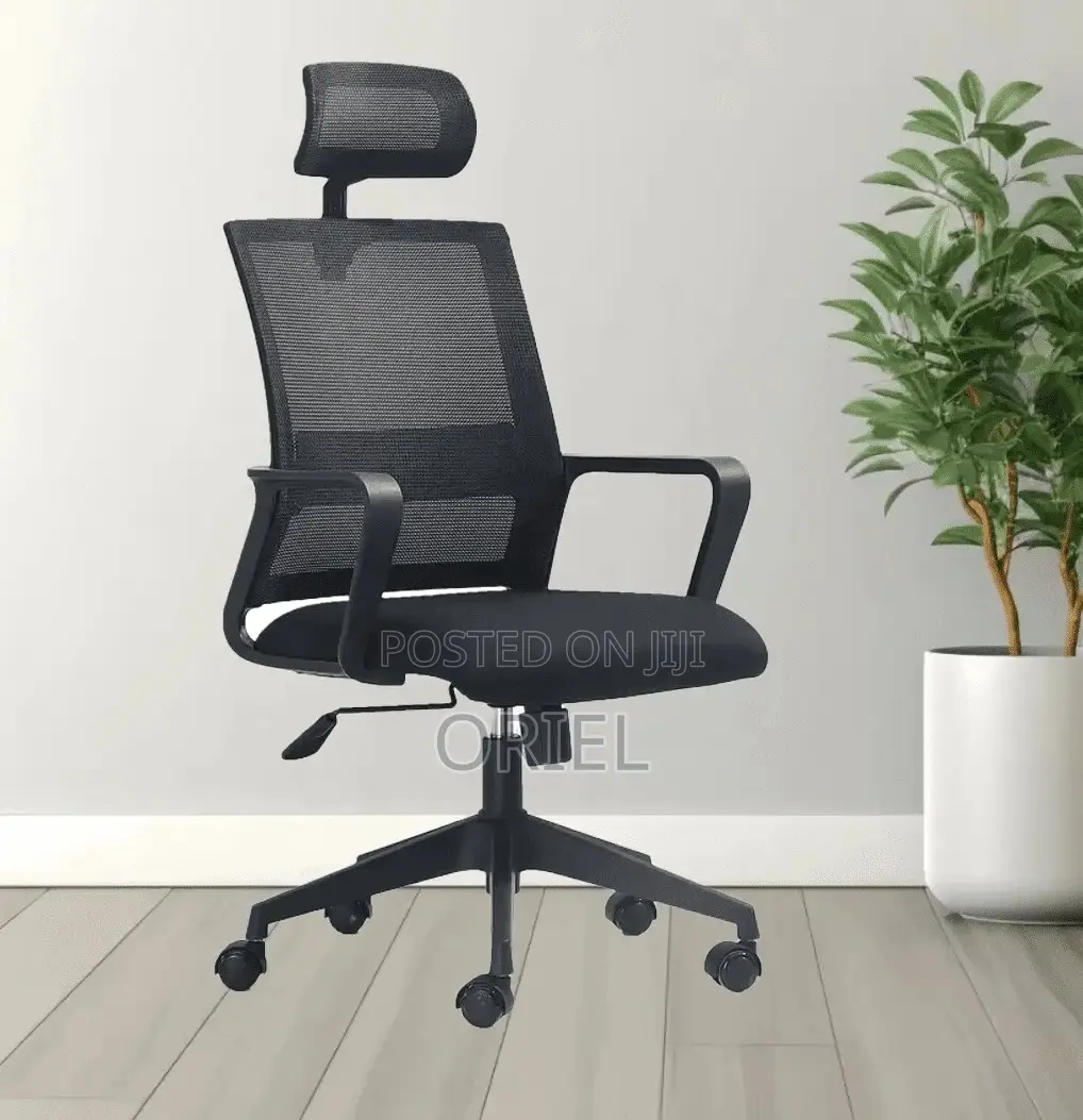 Office Chair : Fabric Ergonomic Office Chair With Adjustable Headrest